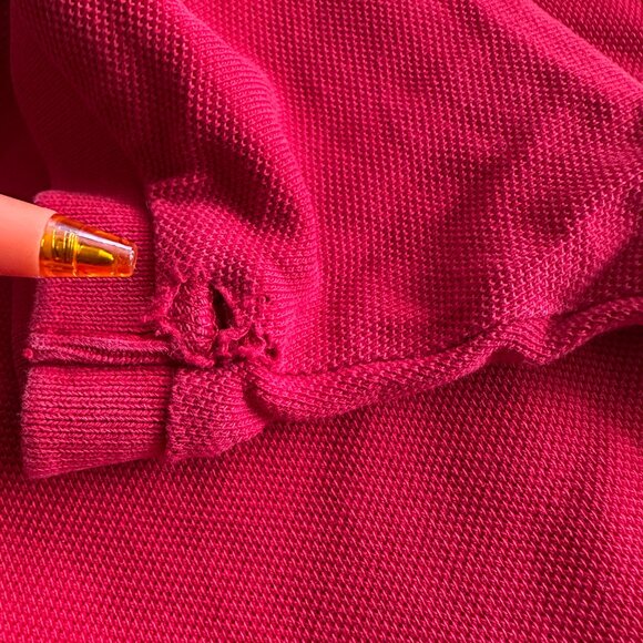 Carhartt Polo Shirt Mens Medium Red Cotton Short Sleeve Split Hem Logo Split Hem - Picture 9 of 9